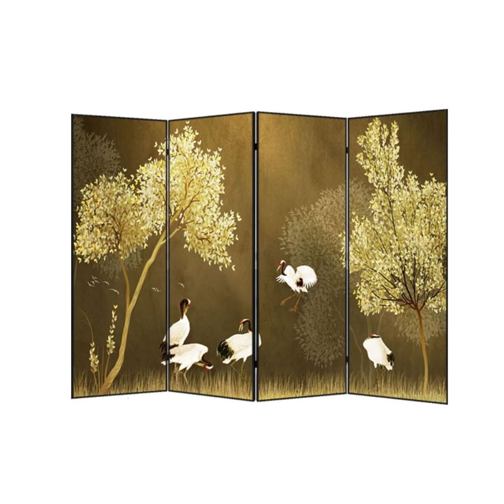 Privacy Screen Floor-standing Screen Partition Home Decoration Background Wall Living Room Office Study Retro Crane Folding Room Divider