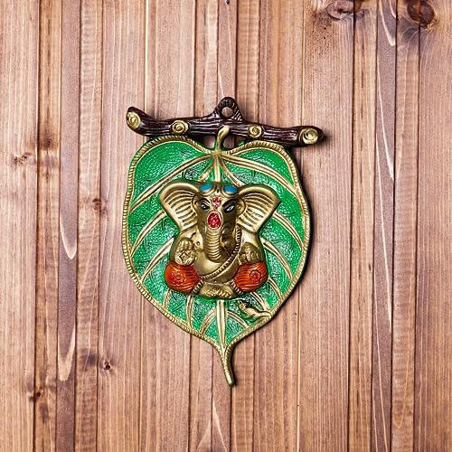 Ganesh sur une feuille décoration murale métal pour salon