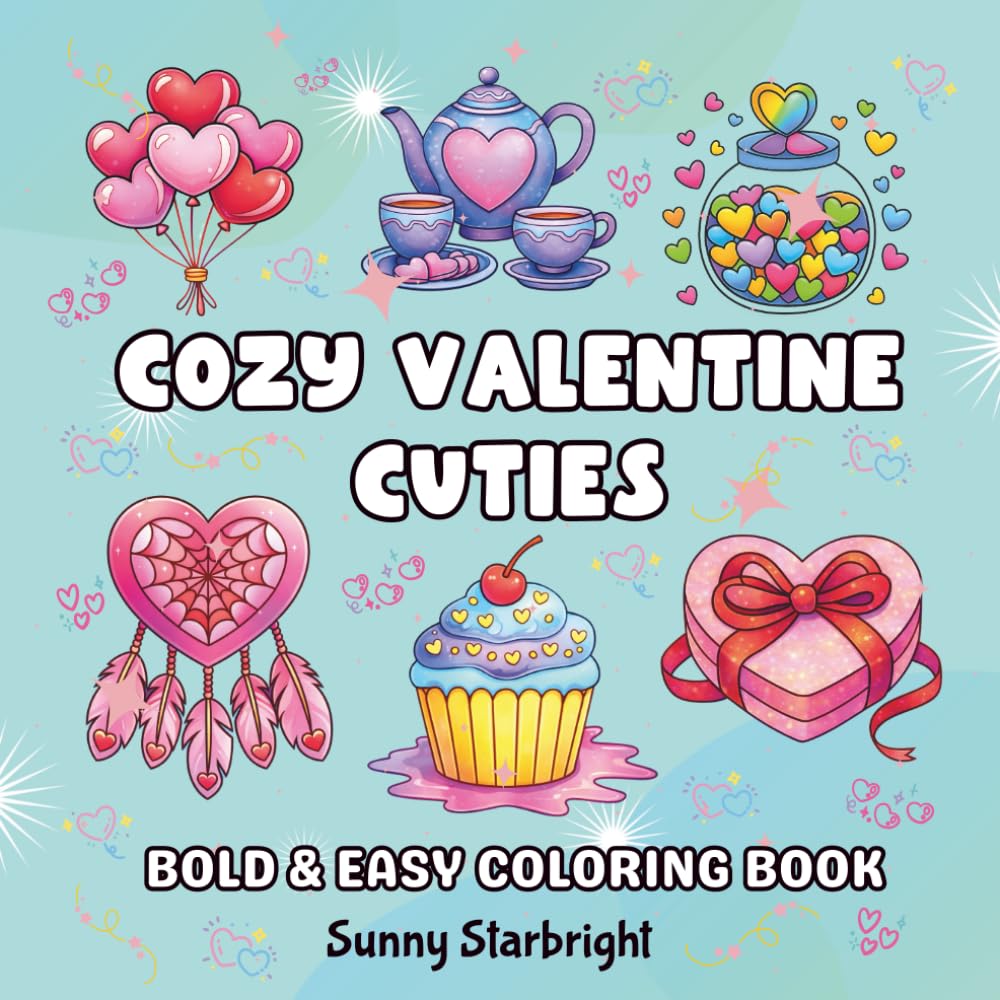 Cozy Valentine Cuties Bold & Easy Coloring Book: Cute and Cozy Valentine Coloring Book for Kids, Teens, and Adults – Bold, Easy & Relaxing Designs (Cozy Valentine Coloring Series)