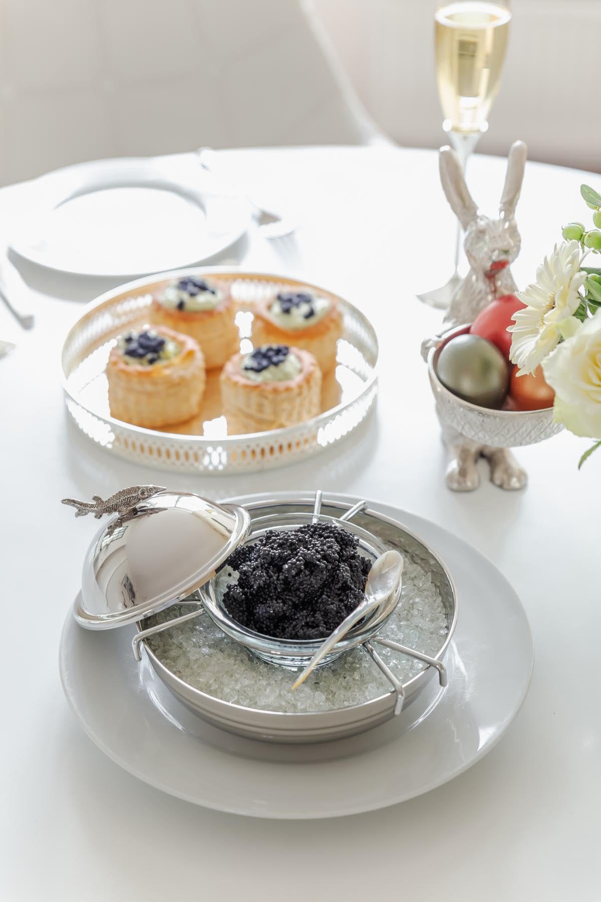EDZARD Bol à caviar Stor en acier inoxydable avec insert en verre (diamètre 17,5 cm, hauteur 12,5 cm)