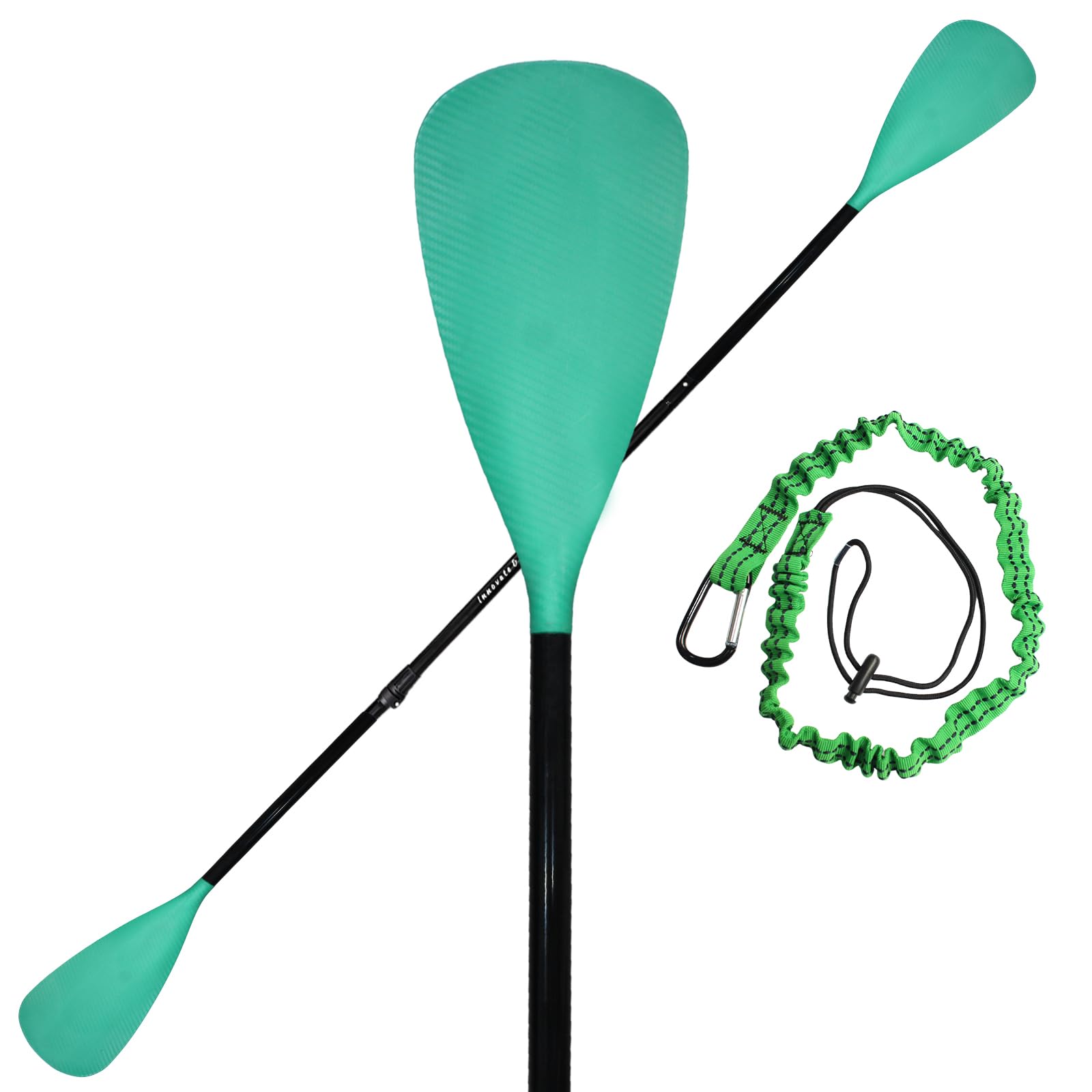 BeGrit Pagaia SUP 2 in 1 per Kayak e Stand Up Paddle Regolabile 170-213 cm Alluminio Lama in Nylon Remo SUP con Effetto Carbonio con Guinzaglio di Sicurezza per Tavola da Surf Canoa SUP Verde