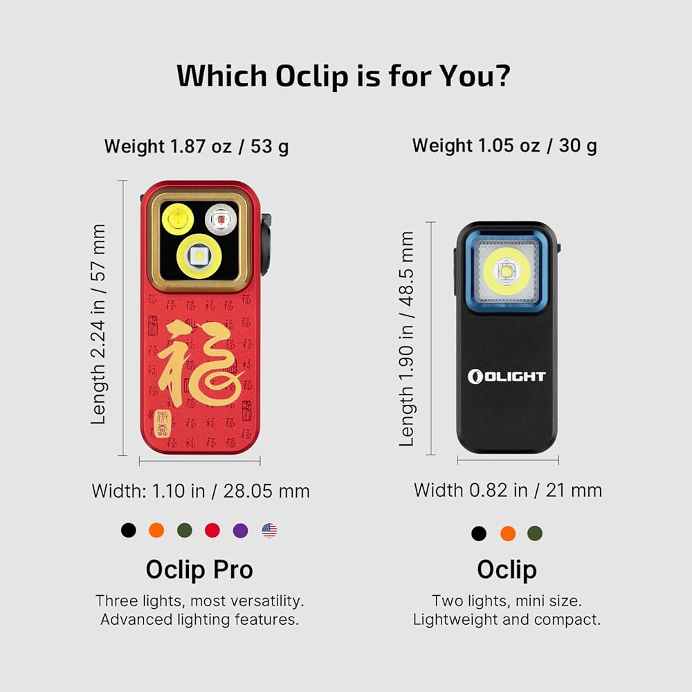OLIGHT O'pen Glow & Oclip pro 2個セット OLIGHT Oclip Pro EDC Flashlight Clip-on Light, Rechargeable