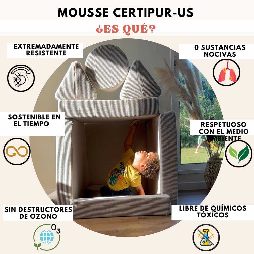 TIPICHOU Sofá Infantil Modular para niños - Sofa Cama 2 plazas Plegable Convertible – Transformable en Cama supletoria, Zona de Juego, sillón, colchón de Suelo niños (Rosa)