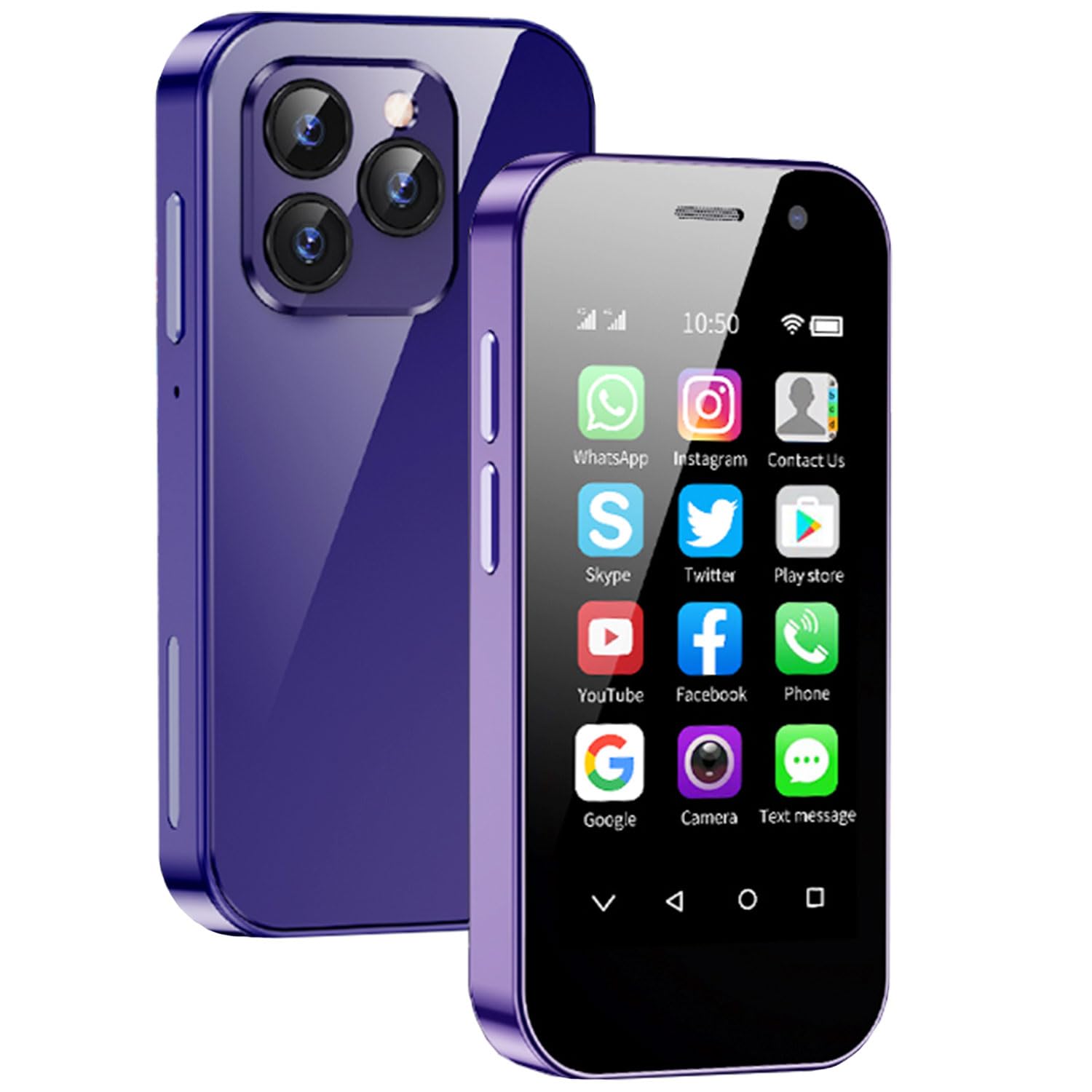 Hipipooo Mini Smartphone Unlocked 4G Mobile Phone 3.0 inches,Dual SIM,2600mAh Battery,2MP+5MP Camera,Face Unlock Student Pocket Cellphone