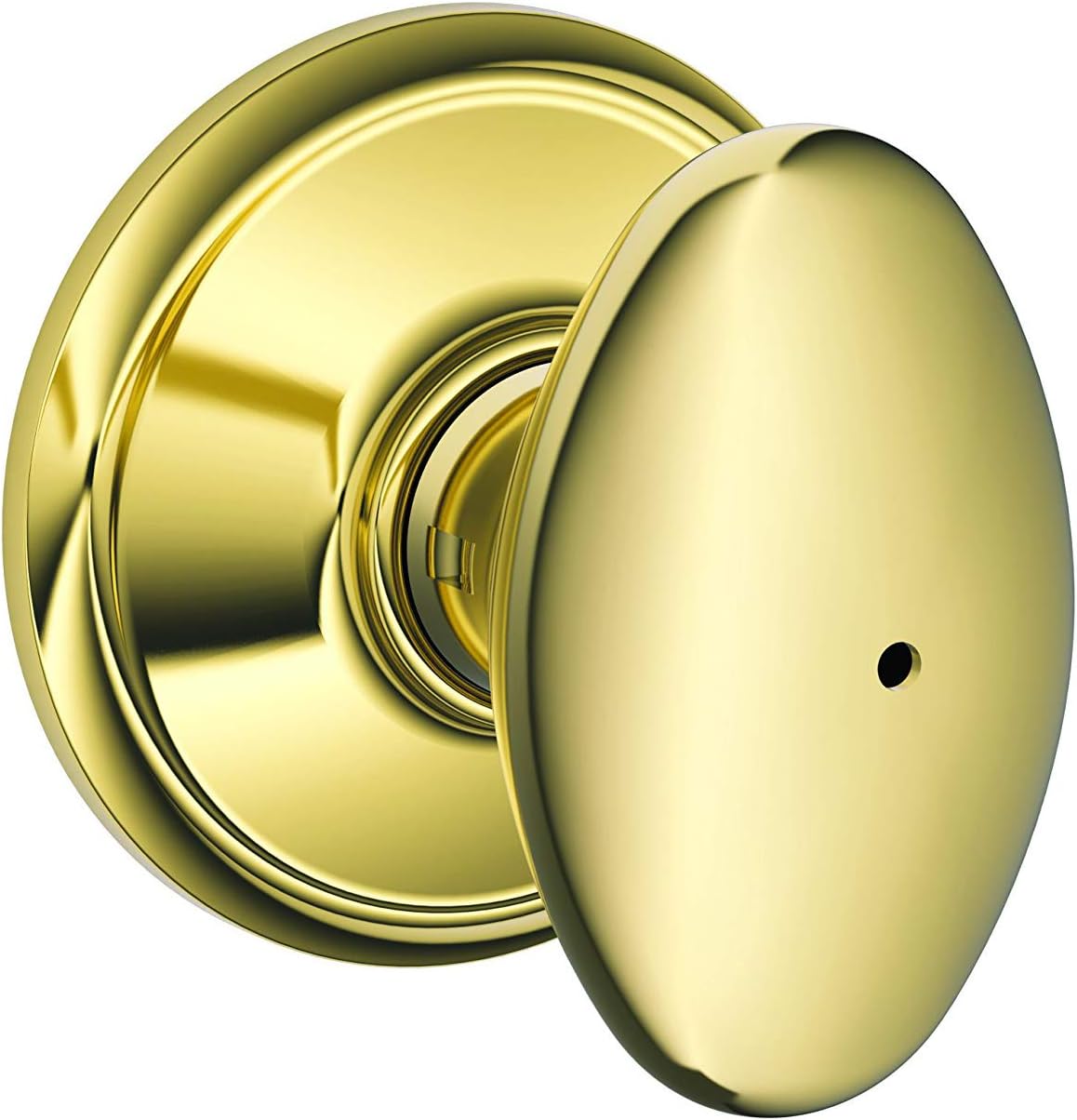 SCHLAGE F40-SIE Siena Privacy Door Knob Set from The F-Series, Polished Brass x Polished Chrome