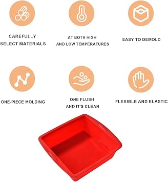 Silicone Cake Moulds 2 Pcs Non-Stick Square Silicone Baking Trays, Brownie Pan, Cake Tin for Cheesecake, Brownies, Cakes, Bread, Chocolate Pie, Durable Food-Grade Silicon Bakeware