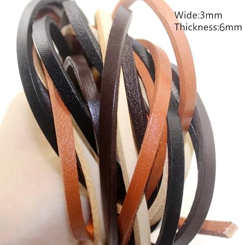 Miniatura 3 de Cuerda de cuero genuino de 21 yardas, cuerda plana de cuero trenzado para hacer joyas, collares, pulseras, cordones de zapatos, correas de bolsa,