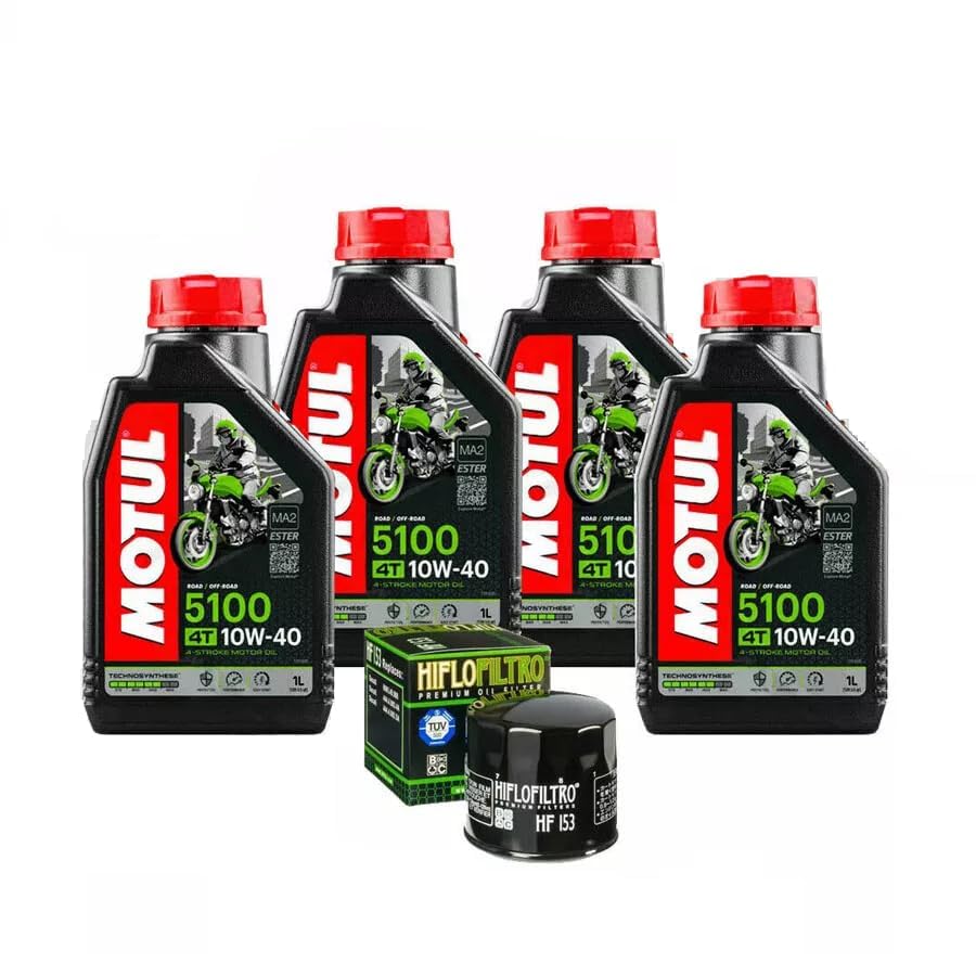 Kit TAGLIANDO compatibile con Ducati Monster 600 620 696, 4 Litri Olio 5100 10W-40 e Filtro Hiflo HF153