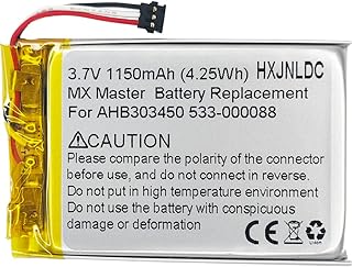 DC 3.7V 1150mAh Lithium Polymer Rechargeable Battery for Logitech Wireless Mouse MX Master (AHB303450 533-000088)