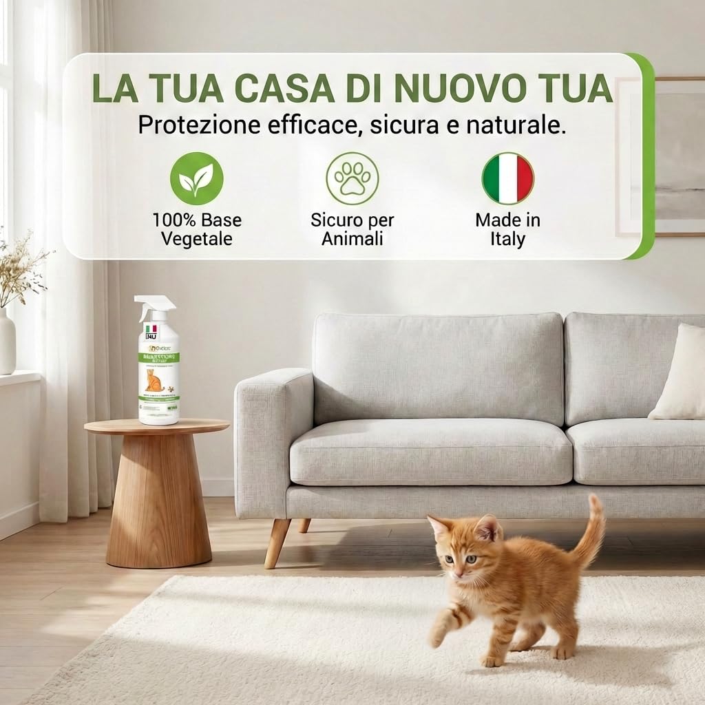 GLOBER Disabituante per Gatti Anti Urina - Spray 750ml - Made in Italy, 100% Base Vegetale per Interni ed Esterni - Addestrativo Urine Stop Gatto - Dissuasore Gatti e Elimina i Cattivi Odori