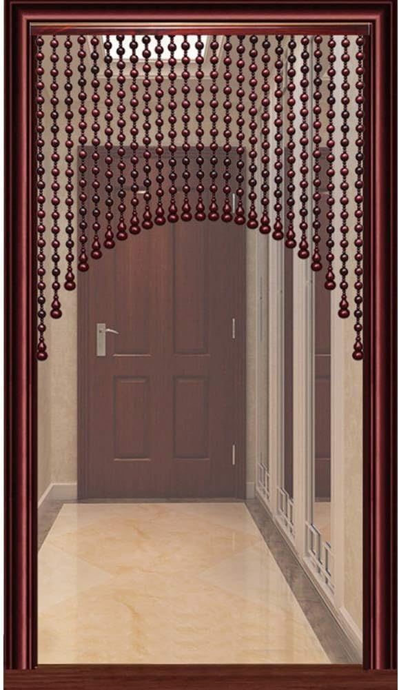 OKUOKA Beaded Door Curtains for Doorways Wood Bead String Curtain for Room Dividers - 45 Strands Entrance Bathroom Retro Décor -3 Colors (Color : C, Size : Width 160cm)