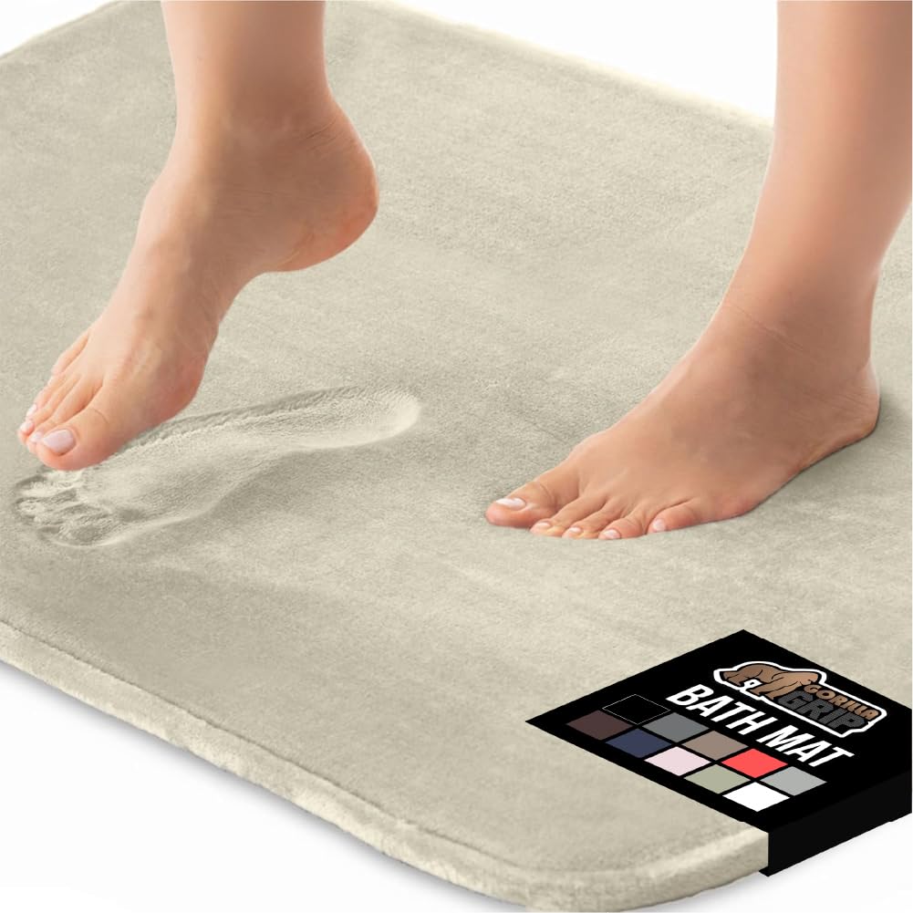 GORILLA GRIP Memory Foam Bath Rugs, Soft Absorbent Velvet Bathroom Mats, Durable Dots on Underside, Machine Washable Bathmat, Carpet Rug Room Decor