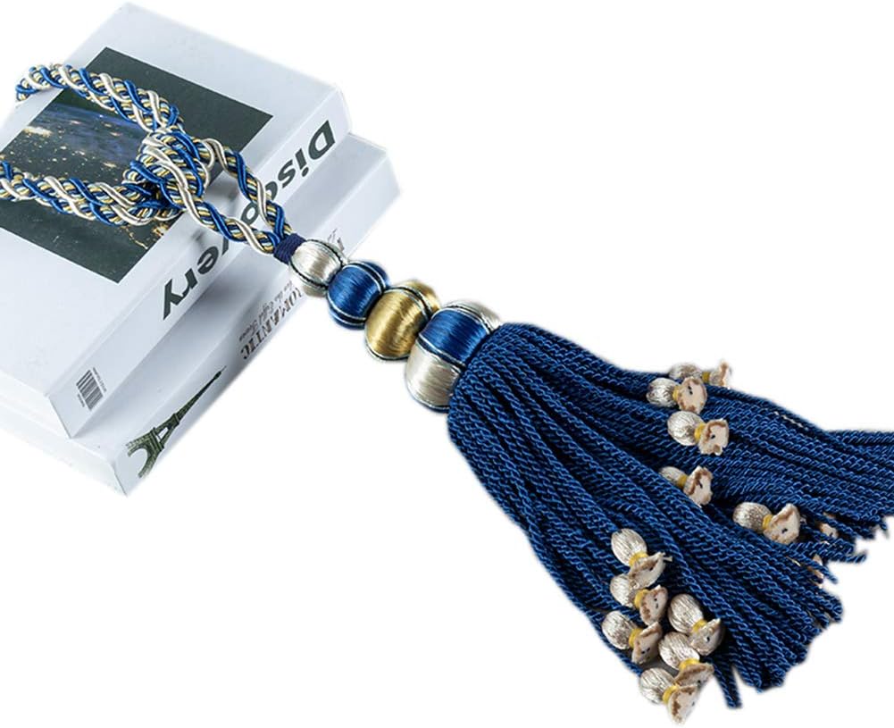 2 Pack Curtain Tassel Tiebacks Holdbacks European Style Decorative Curtain Tiebacks Rope Tassel Tie Back Curtain Buckle Beaded Tassels Curtain Tieback for Drapes Beroom Living Room (Purple)