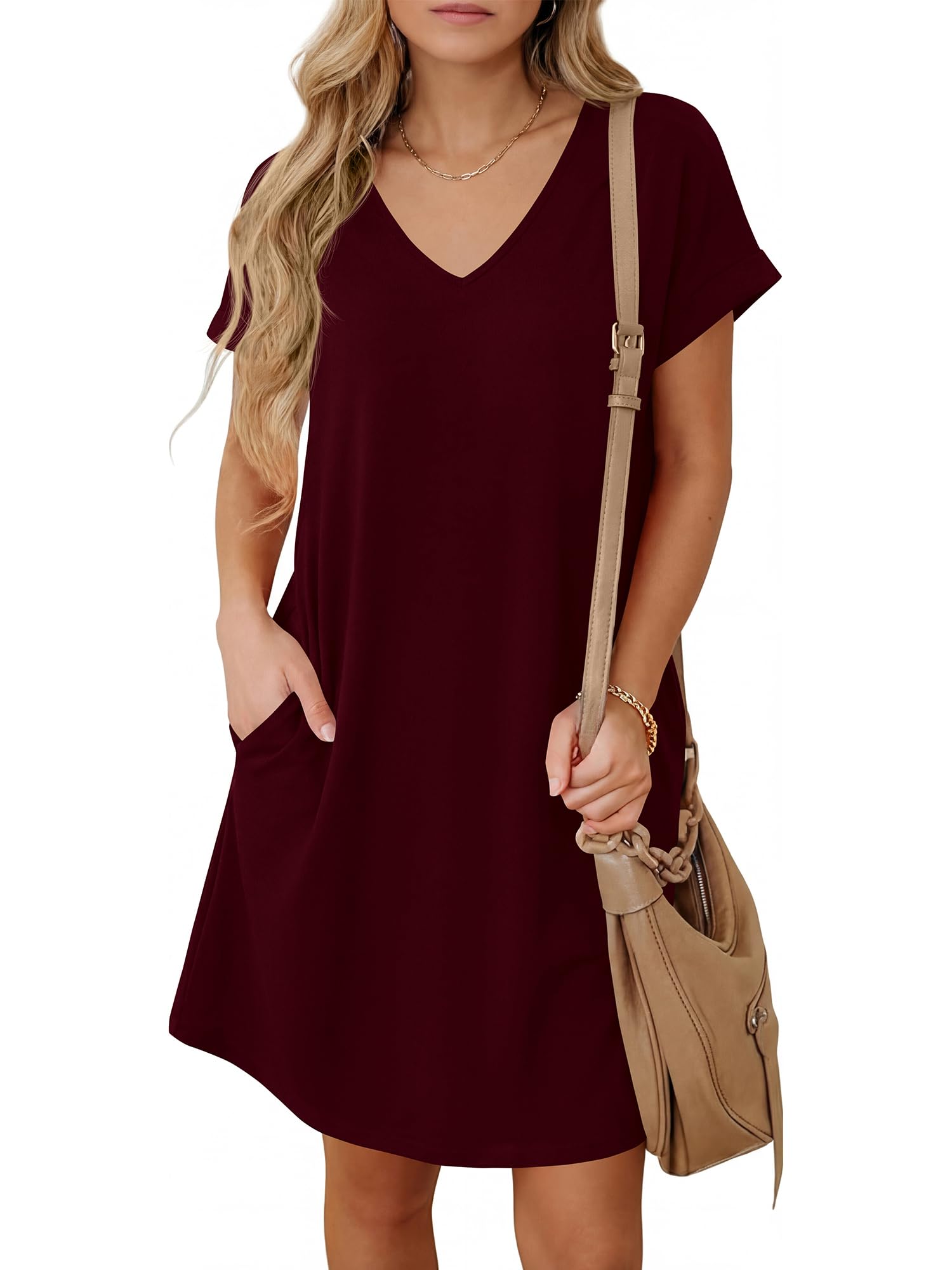 BTFBM Womens Summer Dresses 2026 Pockets Short Sleeve Loose Nightgowns Pajama Beach Vacation Casual Spring T Shirt Dress