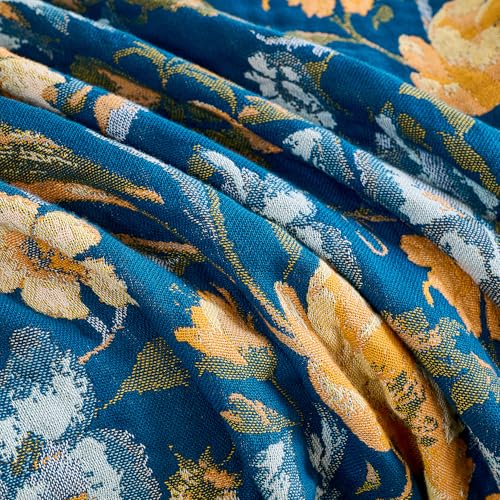 VANJOROY Boho Throw Blanket, 100% Organic Cotton Breathable Ultra Soft 80" x 90" Bed Quilt Throw - All Season Floral Rustic Farmhouse Decor Luxury Reversible Blanket for Sofa Couch Chair and Gift by VANJOROY - Used condition - Image 9
