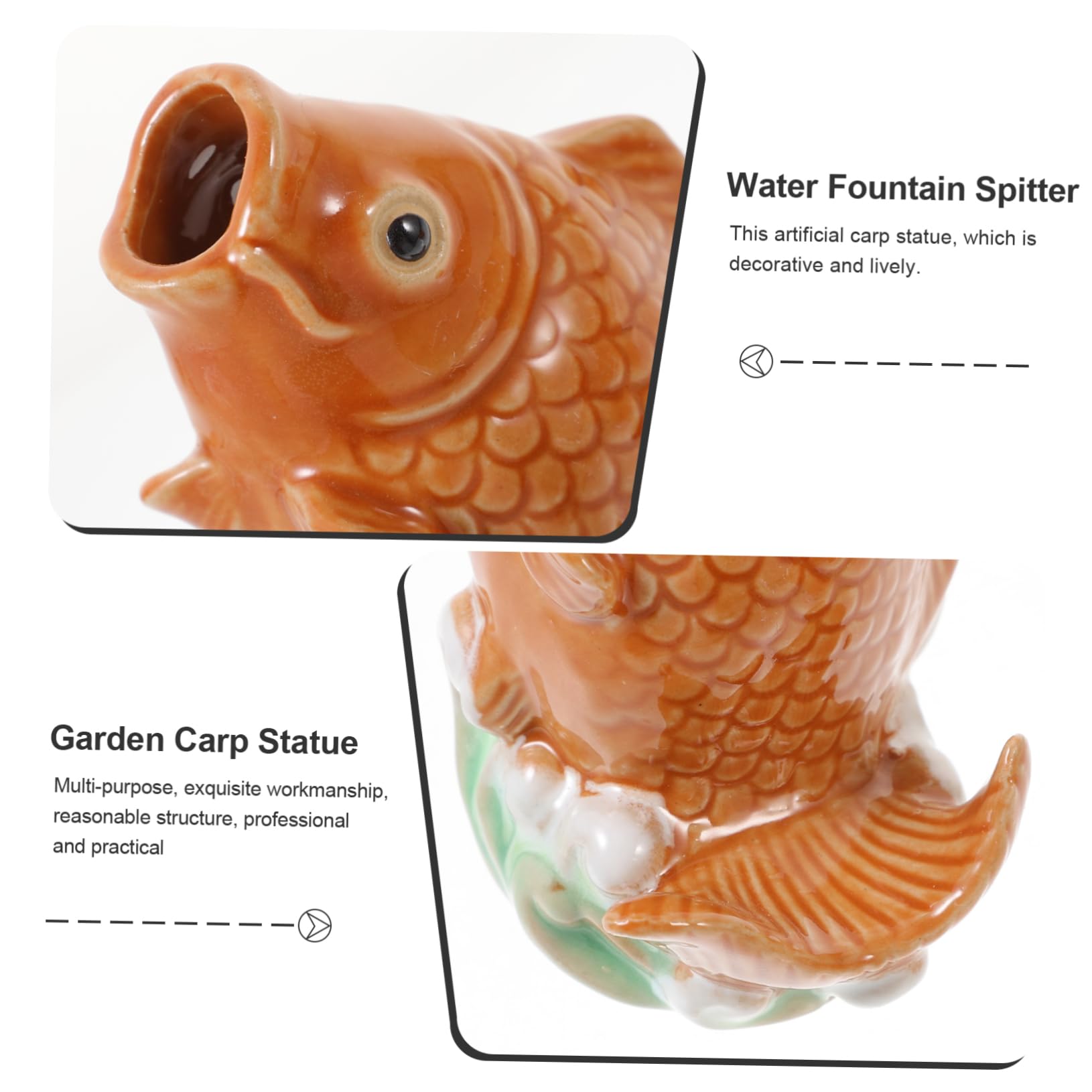 Toddmomy 2pezzi Statua Di Carpa Da Giardino in Ceramica Decorazione Per Cortile Prato Scultura Retrò Ornamentazione Esterna