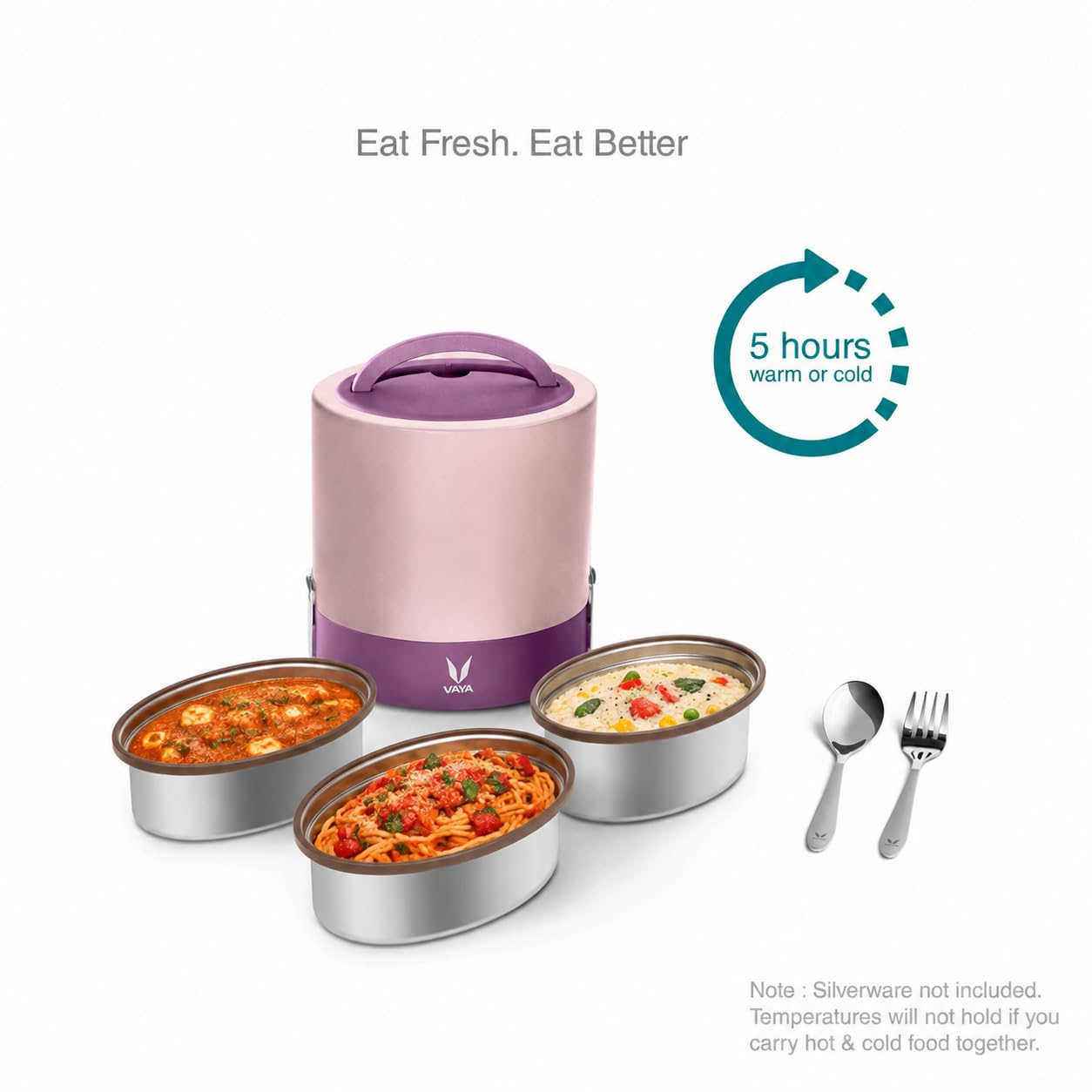 VAYA TYFFYN Purple Lunch Box - Stainless Steel -4 VAYA TYFFYN Purple Lunch Box - Stainless Steel -4