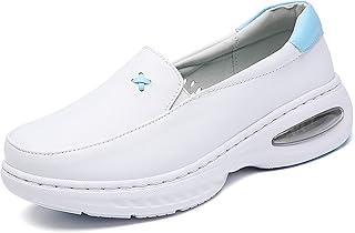 FLIOZY Nurse Shoes Womens Lightweight Slip on Walking Shoes Comfortable Flat Shoes for Healthcare and Food Service White 34