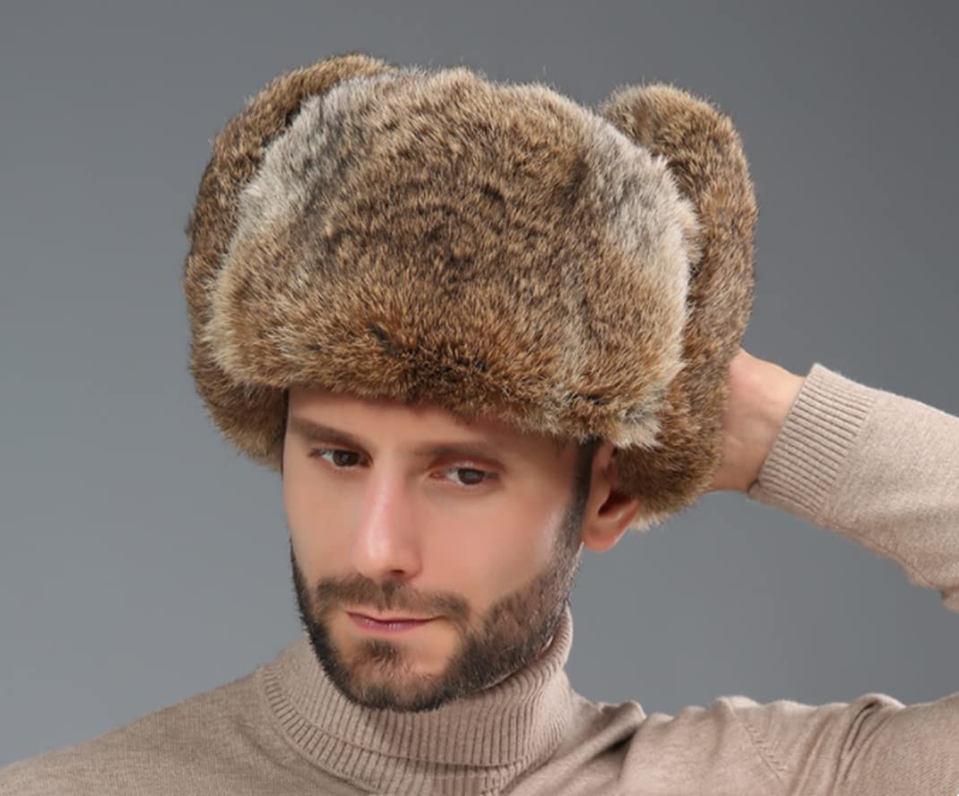 Fliegermütze aus Kunstfell Pelzmütze Winddicht Wintermütze Earflap Trapper Mütze Winter Warm Trappermütze Fellmütze Russenmütze Russische Skimütze für Herren Skating Outdoor