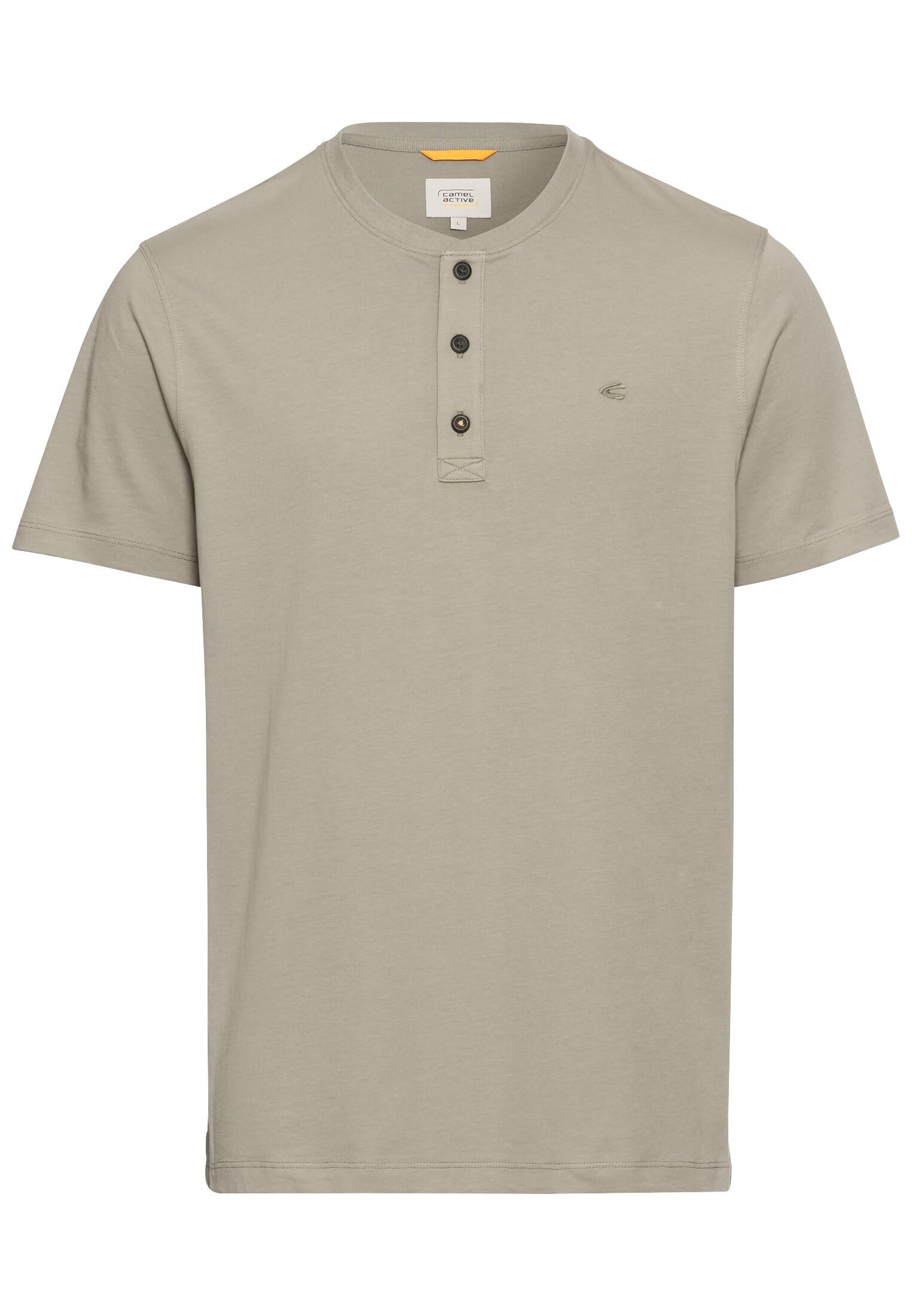 camel active Men's Herren Kurzarm Henley T-Shirt mit Knopfleiste Khaki, Menswear-4xl, 4XL