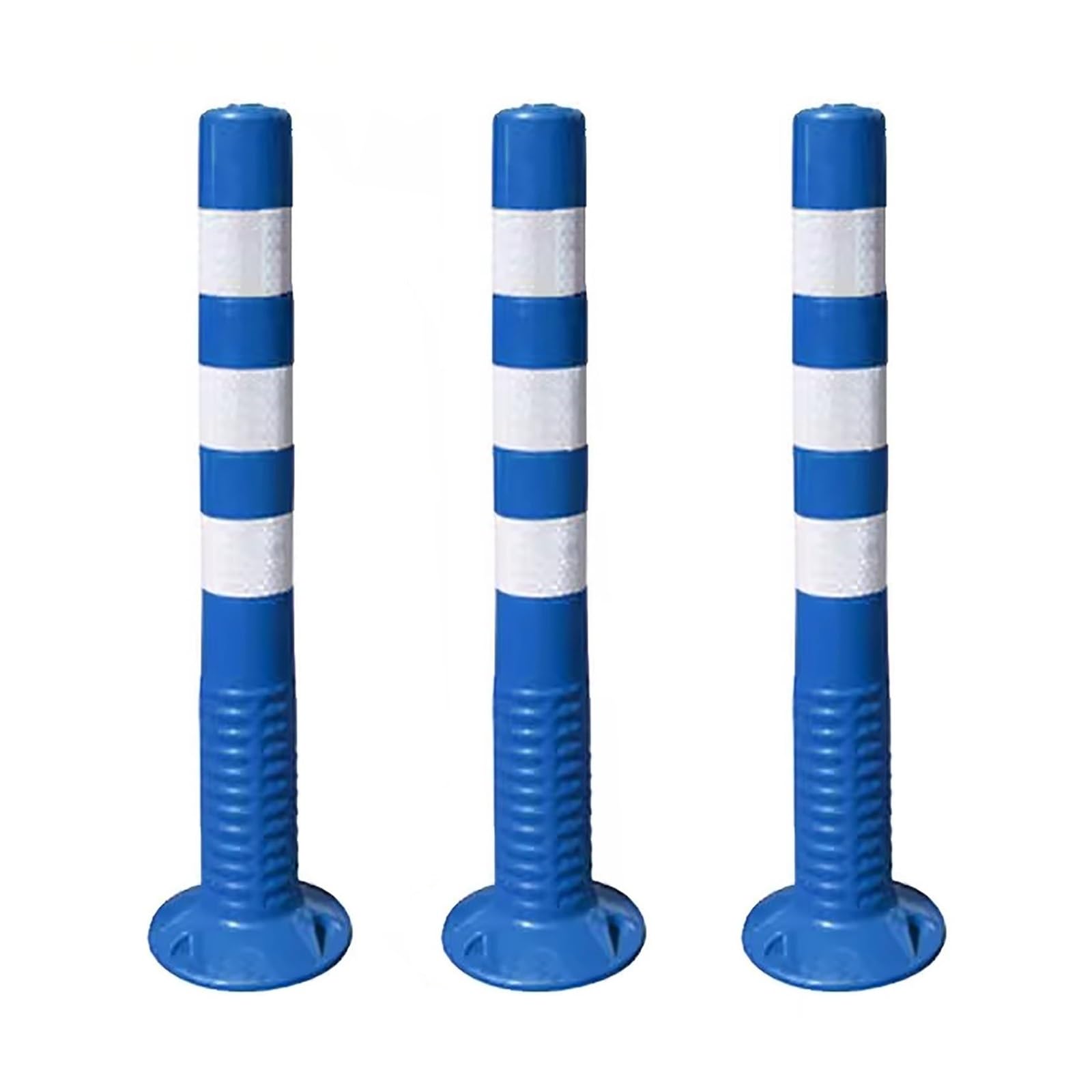 WDSOPK Parking Pile 3 Pack Flexible Delineator Traffic Safety Bollard, Private Driveway Security Post（Blue）