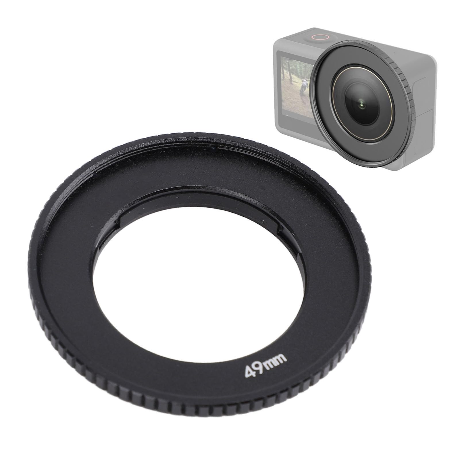 Adapter Obiektywu Aparatu 49 Mm, pierścień Adaptera Filtra Aparatu Fotograficznego ze Stopu Aluminium do Action4, Kompatybilny ze Wszystkimi Akcesoriami do Filtrów 49 Mm