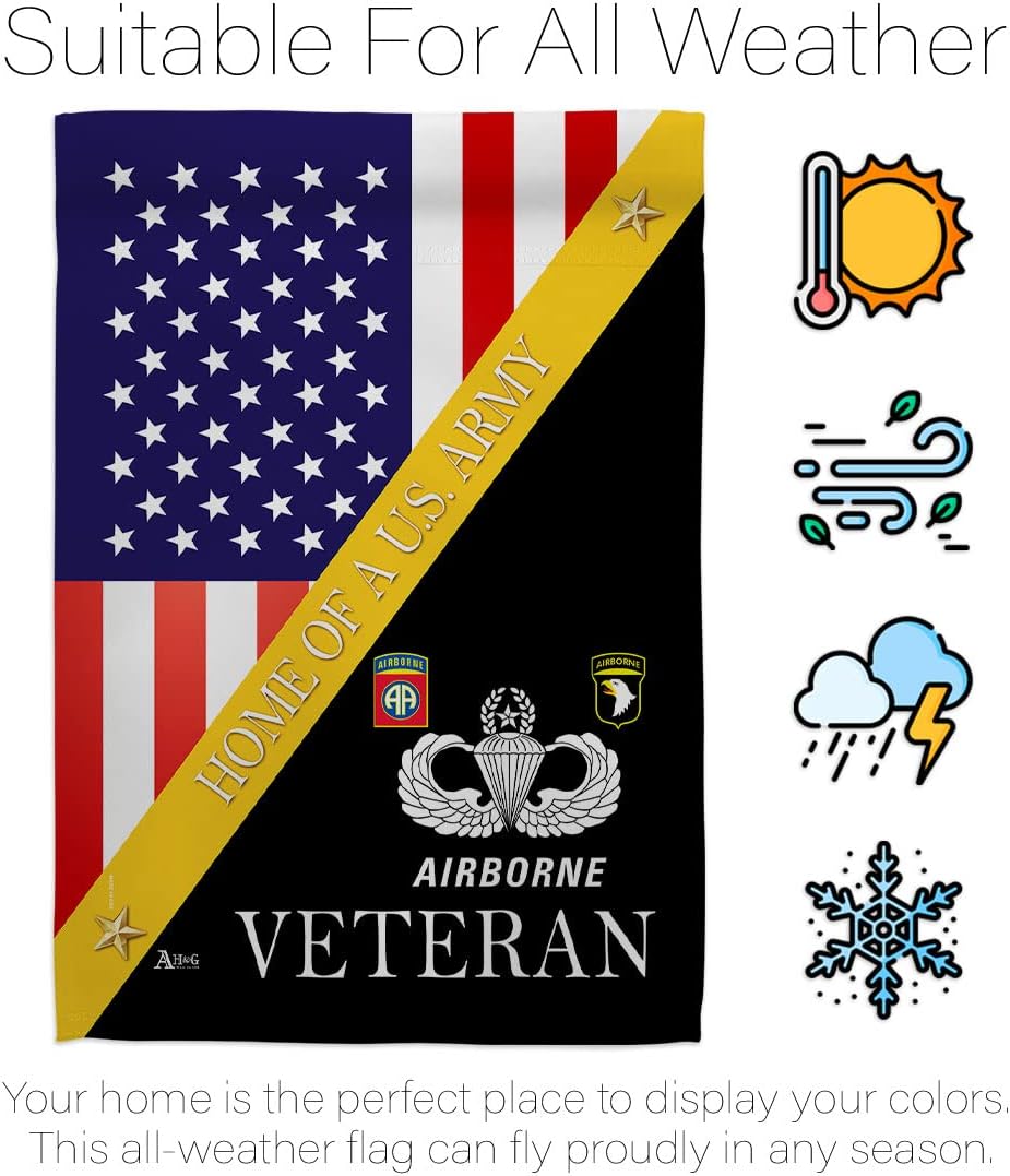 Home of US Airborne Garden Flag - Set Mailbox Hanger Armed Forces Army Rangers United State American Military Veteran Retire Official - House Banner Small Yard Gift Double-Sided 13 X 18.5
