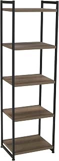 Household Essentials 5 Tier Storage Tower Metal, Grey Shelf – Black Frame, Ashwood