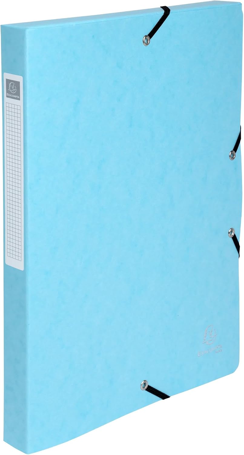 Exacompta - Ref 59550E - 8 Boxes with Aquarel Elastic Bands - 2.5 cm Spine - in Glossy Card 600 g/m2 - Dimensions 25 x 33 cm - for A4 documents - Delivered Assembled
