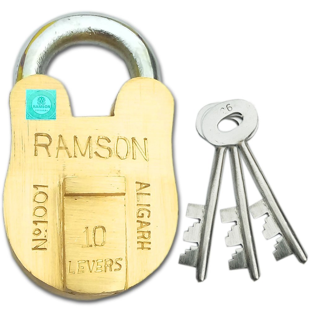 Ramson Brass 10 Lever Double Locking Churidar Lock with 3 Stainless Steel Keys (65mm, Gold) (B01M09SC74) Amazon Price History, Amazon Price Tracker