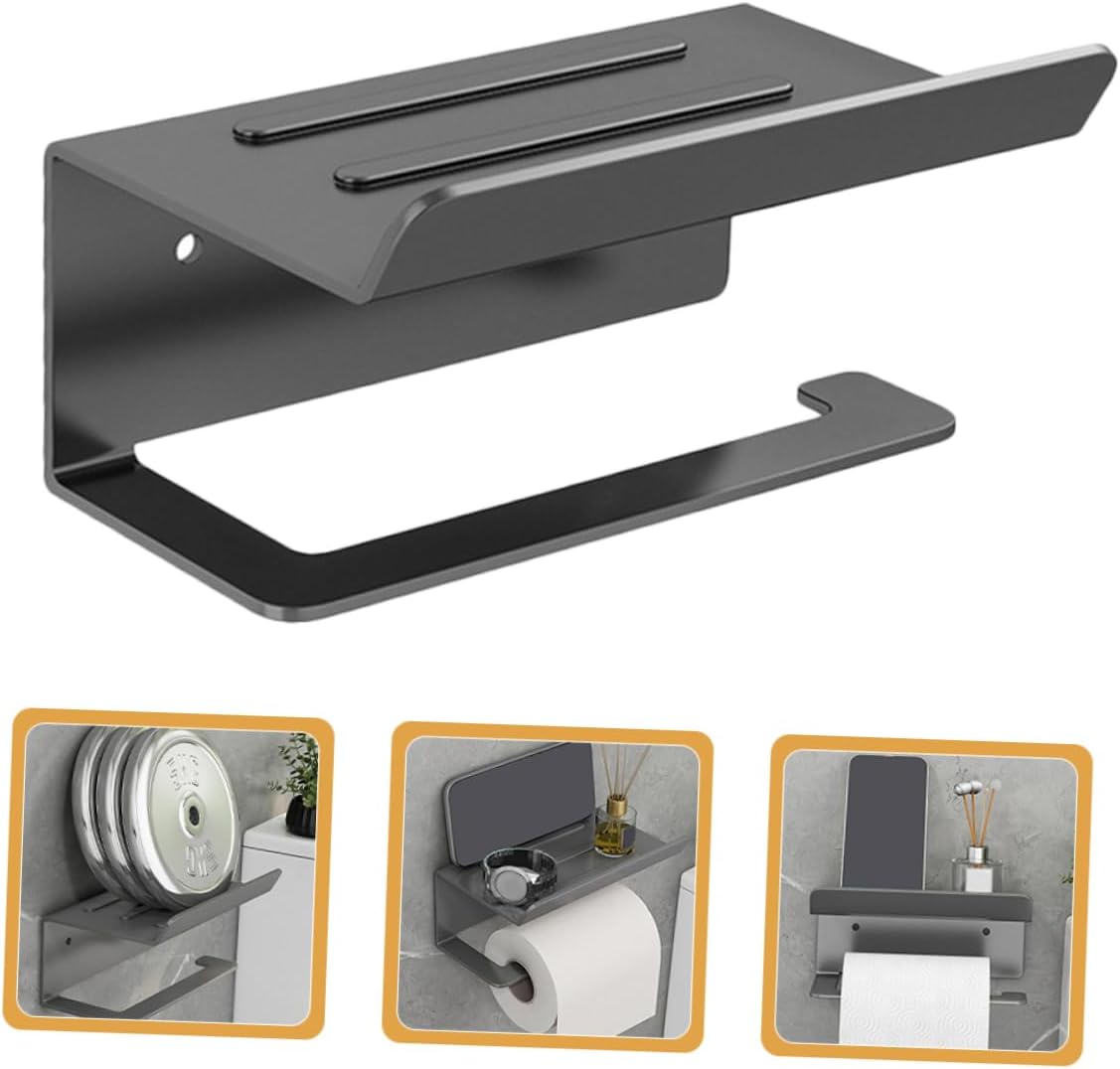 2pcs Bathroom Toilet Paper Holder Storage Tray Wall-Mounted Tissue Organizer Stylish Iron Design Punch Installation for Use