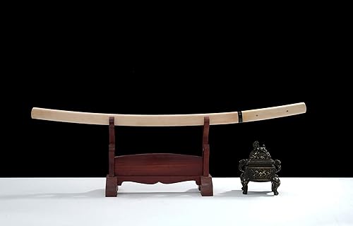 Miniatura 2 de Katana antigua hecha a mano Shirasaya Samurai japonés Espada recta afilada Damasco doblado acero antiguo hoja