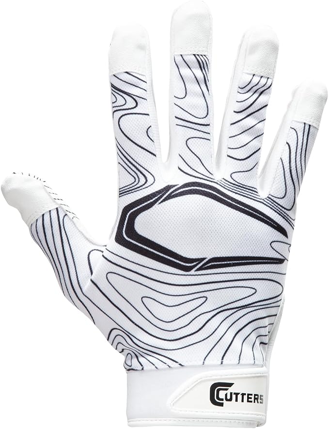 Guantes de receptor de fútbol Cutters Adulto L/XL Blanco Topo miniatura 8