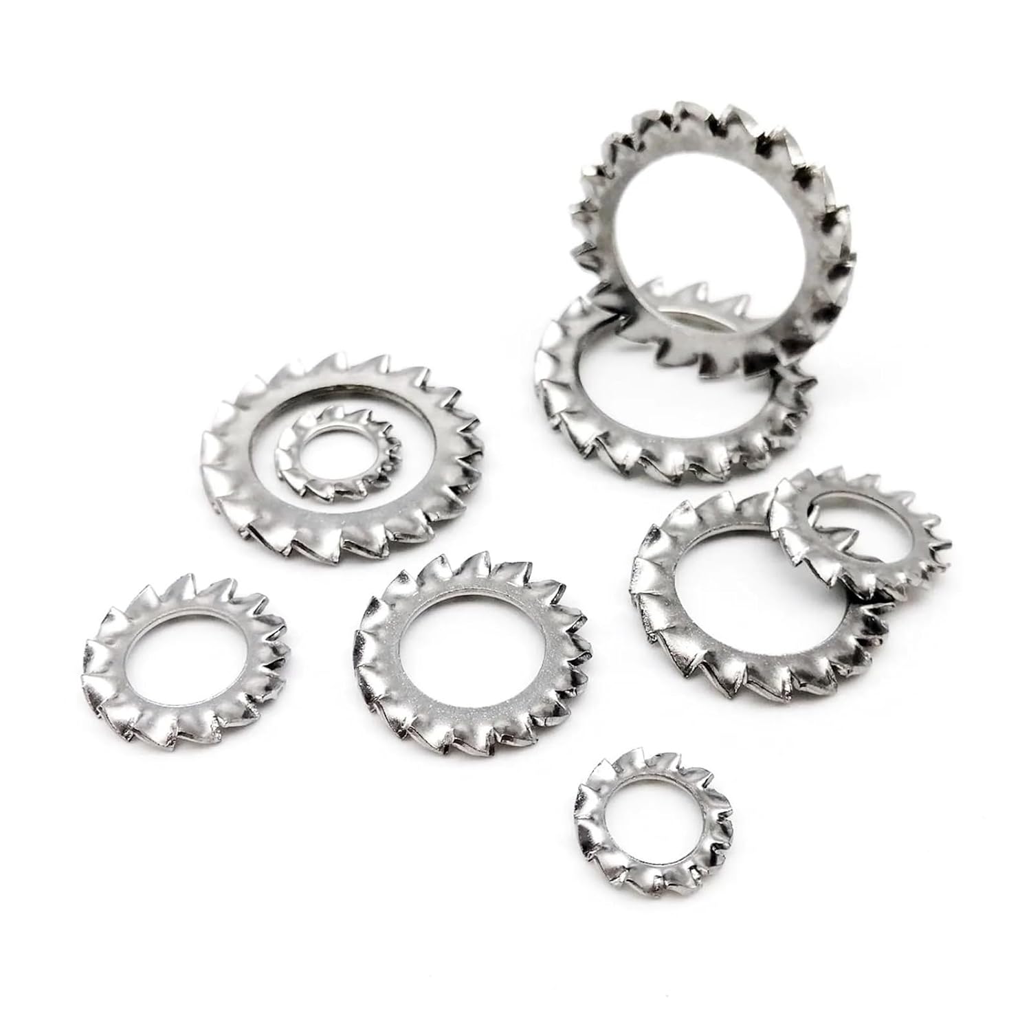 304 Stainless Steel External Toothed Serrated Lock Washer Gaskets M2.5-M24 Pack(M16)