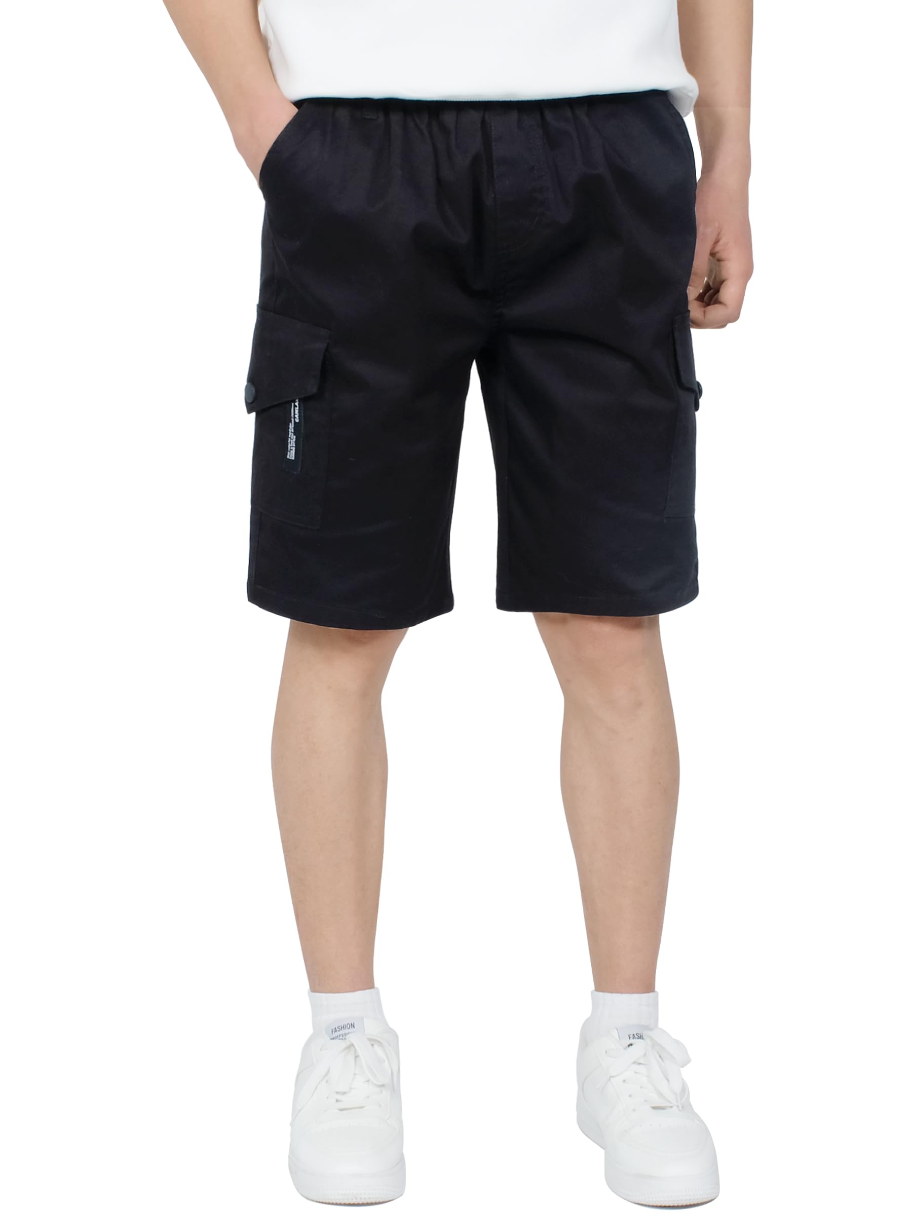 CAMLAKEE Short Cargo Enfant Garçon Pantalon Court Bermuda Été avec Taille Élastique