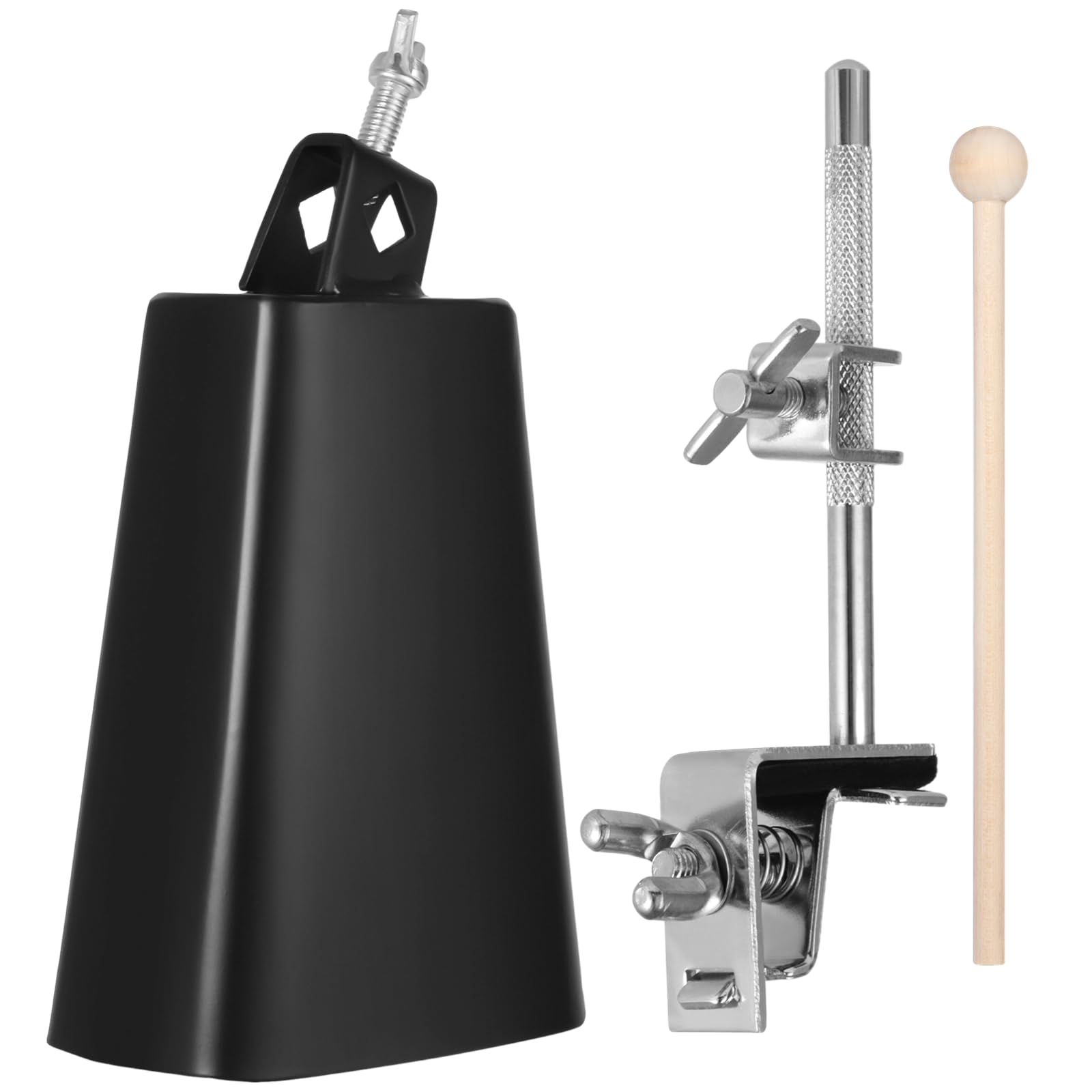 Latin Percussion Campanaccio con supporto, campana in metallo da 15,2 cm con bacchetta e staffa di montaggio regolabile, creatore di rumore con morsetto per batteria, accessori per percussioni
