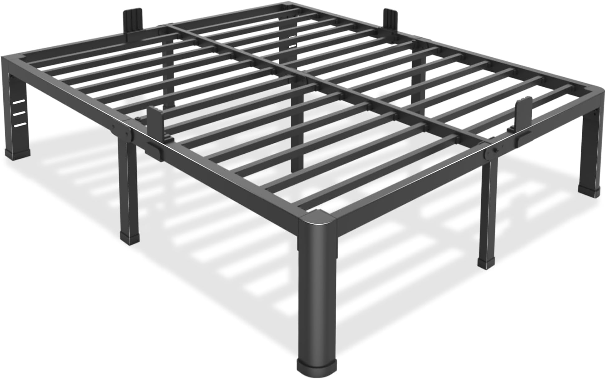 14 Inch Full Size Bed Frame Metal Platform with Round Corner Legs,3500 LBS Heavy Duty Steel Slats Support,Headboard Holes,No Box Spring Needed,Easy Assembly,Mattress Retainer,Underbed Storage