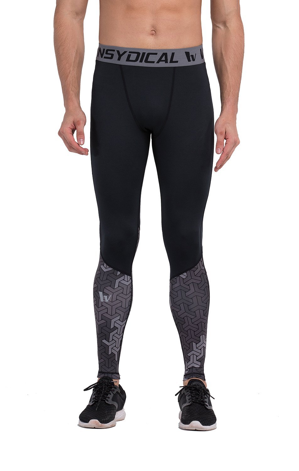Fringoo ® Men's Compression Tights Workout Base Layer Training Running Leggings Gym Pants (Medium, Hexo Black)