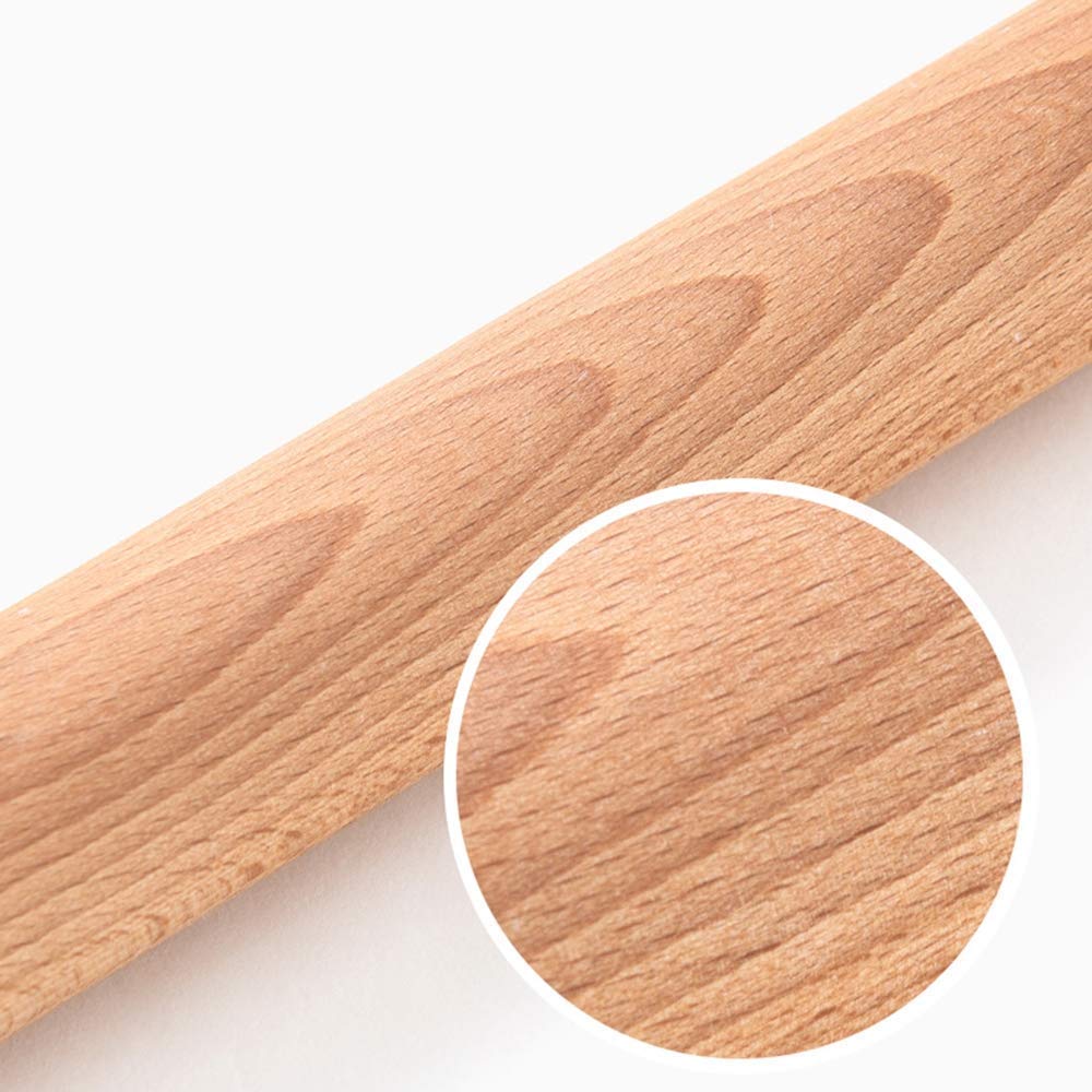 Rodillo de madera de haya,Rodillo macizo, Rodillo de amasar de madera maciza de primera calidad for hornear y cocinar - Herramienta de cocina versátil for fondant, galletas, pasteles y fideos - Tamaño