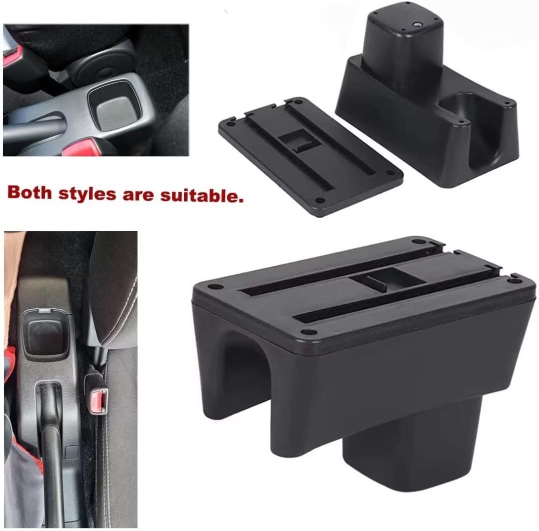 Supporto bracciolo per auto per Suzuki Swift 2005-2024 Consolle centrale per auto Doppio spazio di archiviazione con portabicchieri Montaggio semplice Pelle comoda e resistente Nero (Linea nera