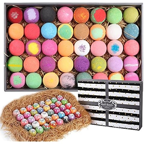 Aromatherapy Bath Bombs for Women & Men, and every age | Pampering Relaxing Gift Set to uplift your Senses | Bath Bombs for Girls & Teens |40 Individually Wrapped Bath Bomb Set | Natural, Sulfate Free Cover