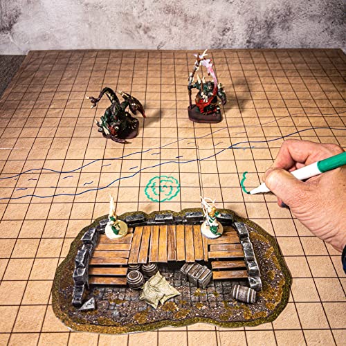 Parchment Of Planning - 24X24 Square & Hex Dry Erase Battle Mat Game Board - 60Ft Distance Ruler And Monster Tokens #TOP5