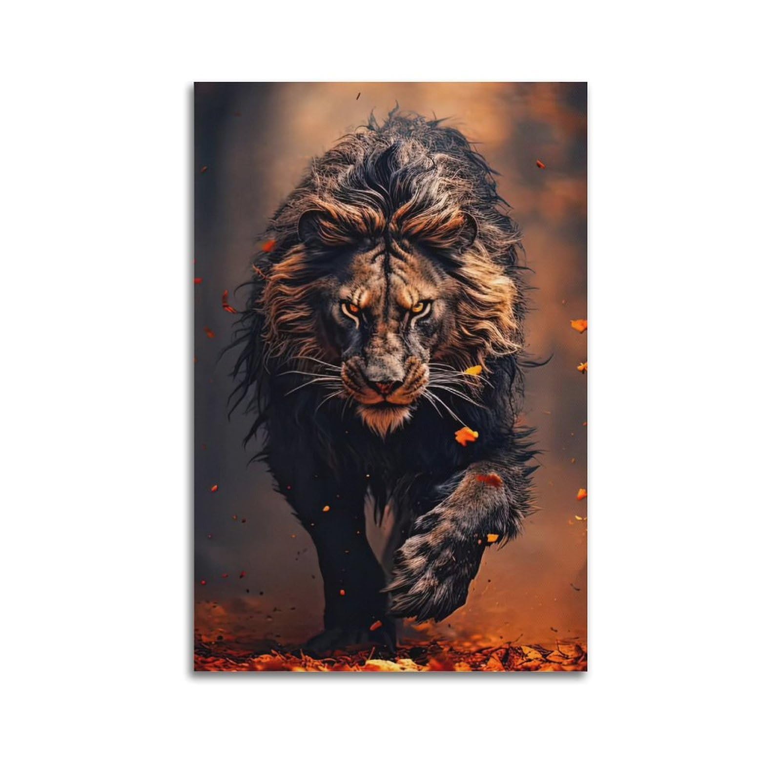 Lvalogy African Lion Roaring Wildlife Savannah Wilderness Art Poster
