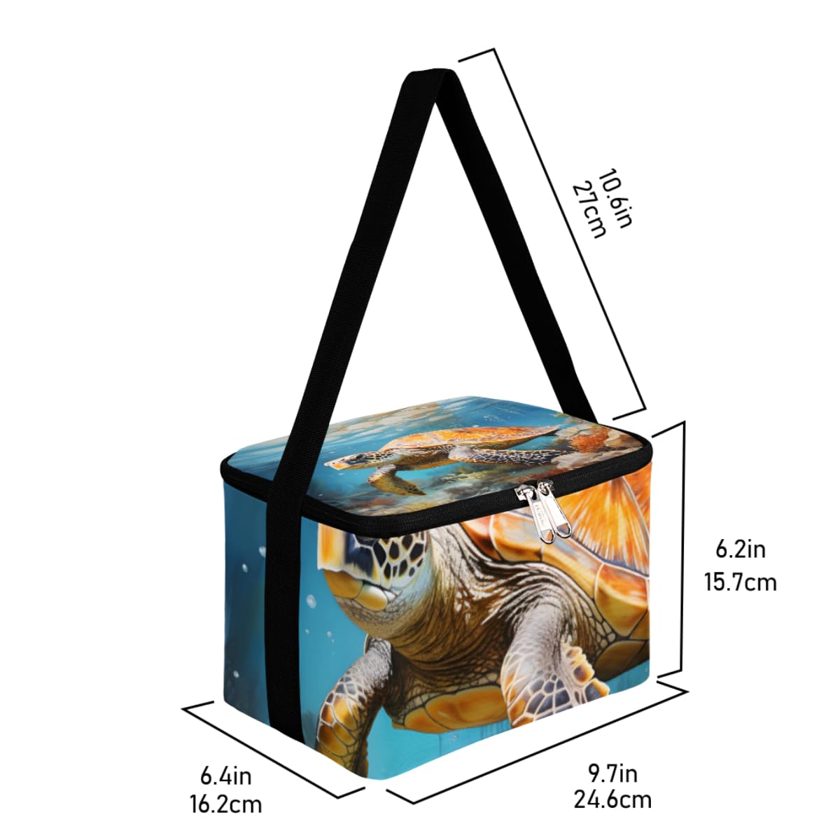 GzLeyigou Lunch Bags for Women Men 9 Cans,Turtle Hot & Cold Food Delivery Bag Insulated Grocery Bag Insulated Lunch Box Marine Life Cooler Bag for Office Work Picnic Beach