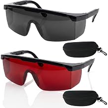 Pack of 2 Laser Safety Glasses IPL Safety Glasses 200-2000 nm Laser Glasses Hair Removal Infrared Laser Glasses UV Sun Protection Glasses Anti-Glare Glasses with Glasses Case Work Glasses