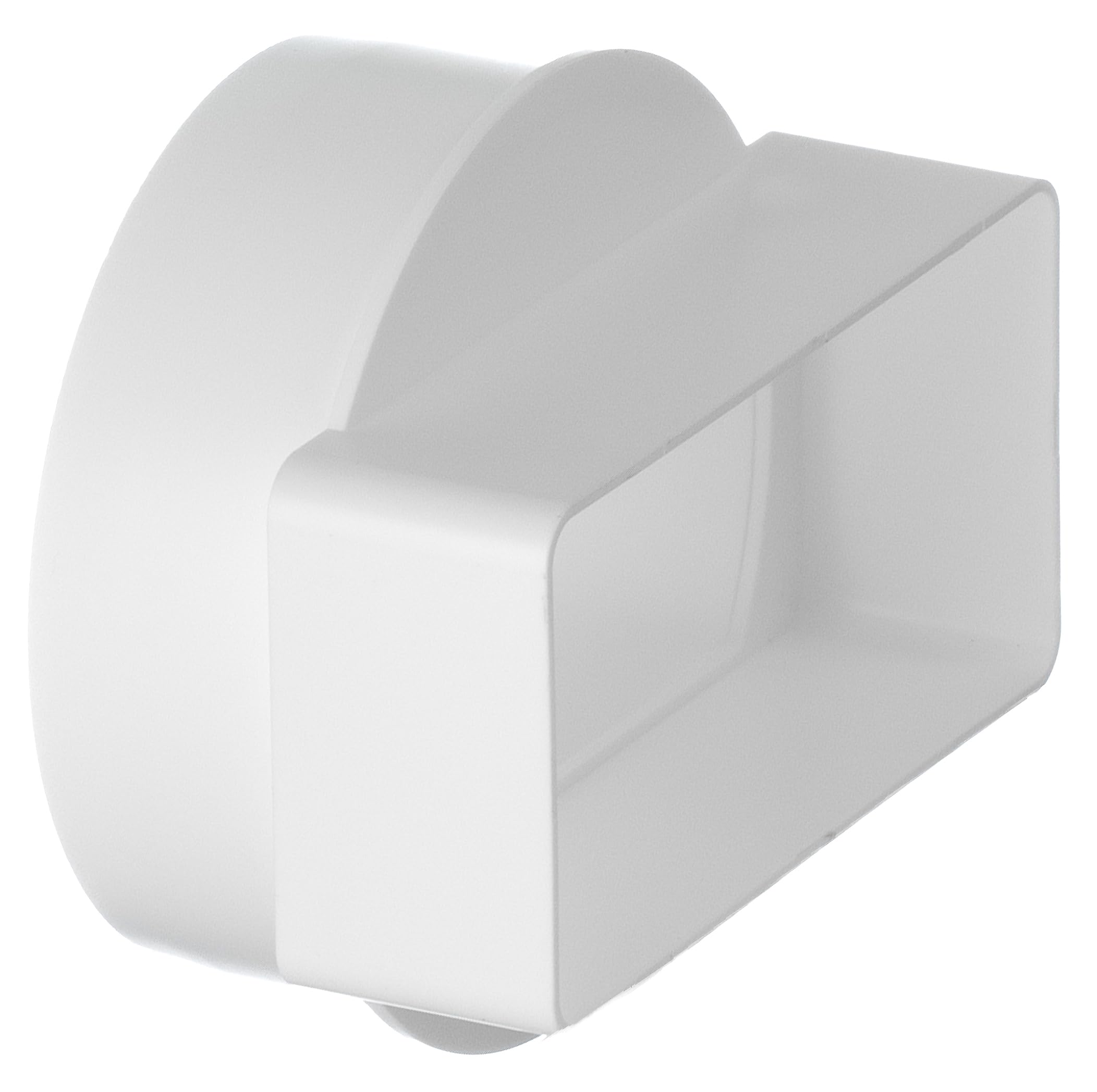 Steinberg14 White 110x55mm - Ø 100mm Flat Channel to Round Pipe Ducting Adaptor - Plastic Straight Connector, Adapter, Reducer - Ø 4 inch - 4x2 inch