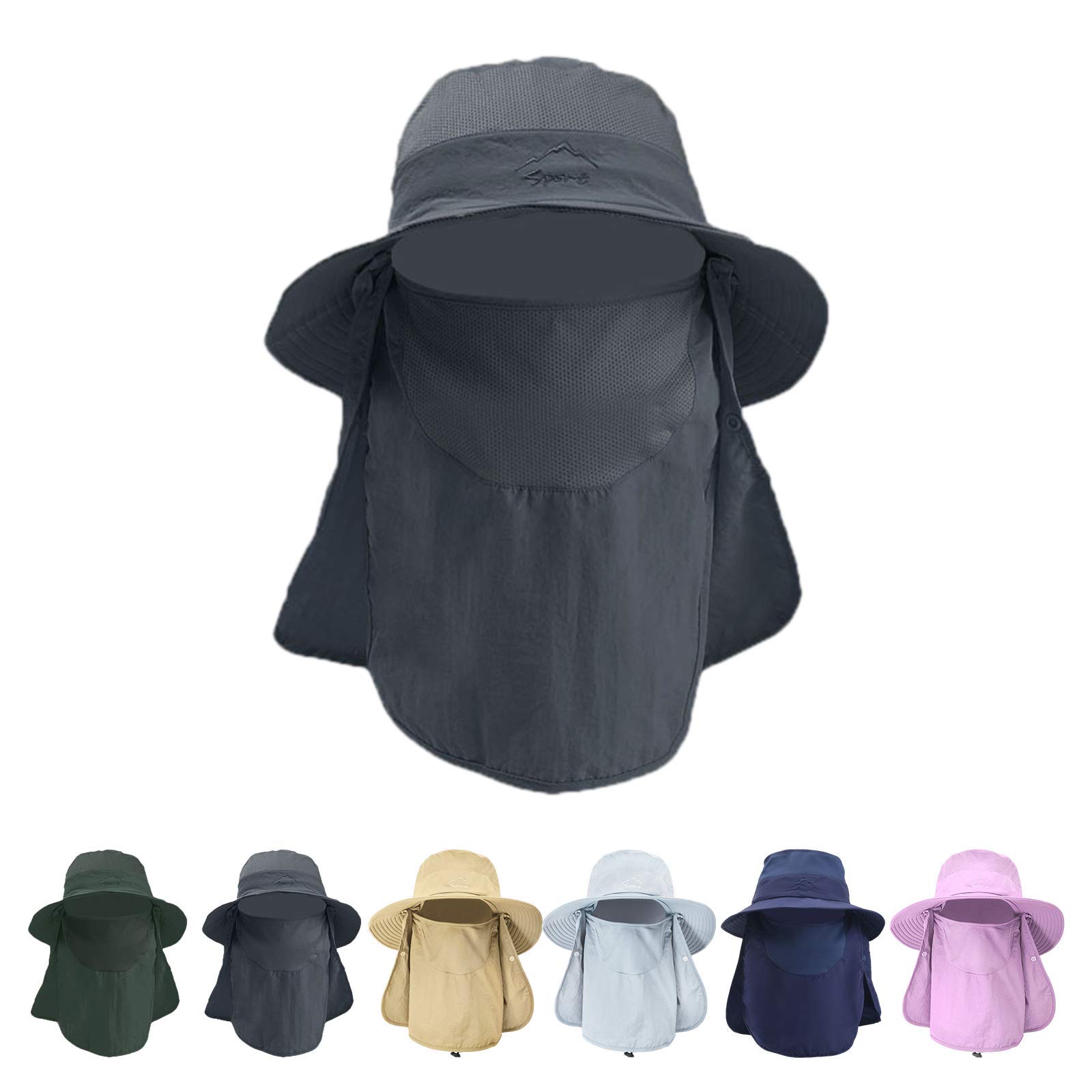 TMEOG Sombrero para el Sol Hombre Mujer Gorra Nuca Protección UV Solar con Protector de Cuello, Sombrero Pescador de Pesca Trekking Senderismo Safari Verano