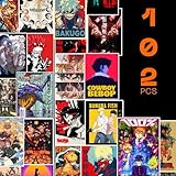 Premium Anime Stickers Bundle of 102: Exclusive Classic Manga Selection, Japanese Style Kawaii Collage Kit, Popular Aesthetic Decals, 100% Waterproof Vinyl with Matte Finish and High Definition