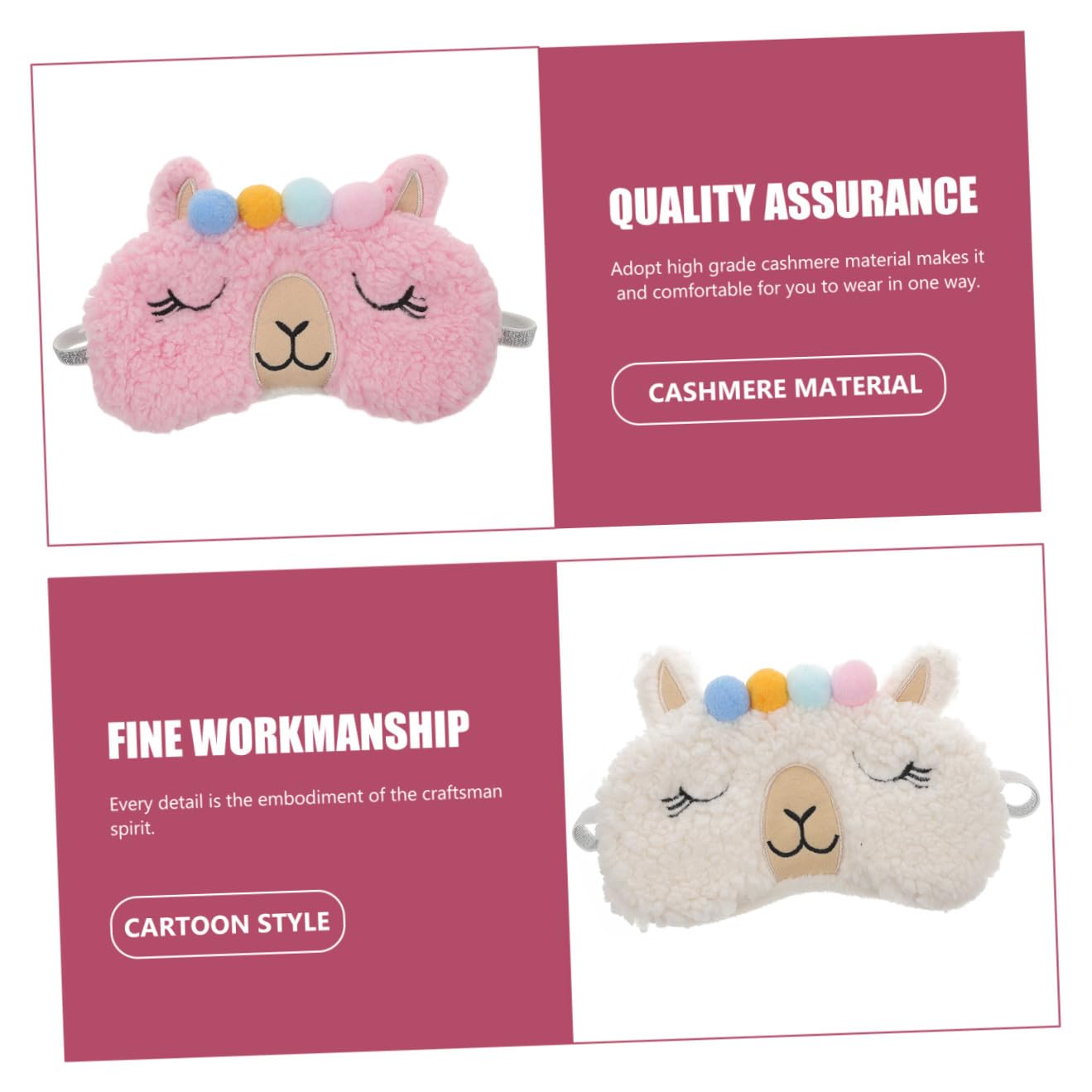 Healeved 3 Set Di Maschera Da Notte Carina Per Dormire Maschera Di Alpaca Da Notte Antiluce Benda Da Viaggio Morbida 2 Pezzi * 3