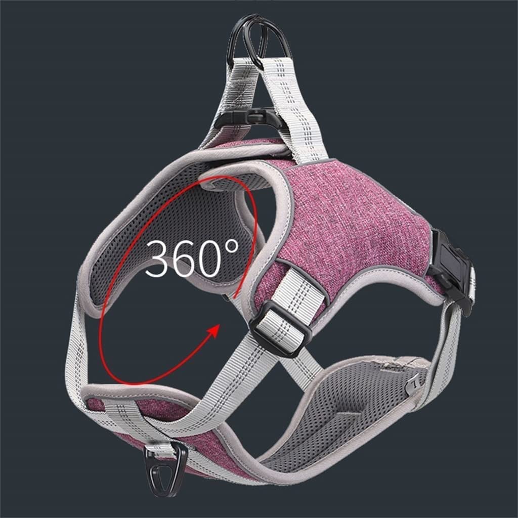 Smycz dla Psa Oddychające Nylonowe Szelki Dla Psa Ripstop Regulowana Kamizelka Odblaskowa Obroża Miękki Materiał Małe I Duże Psy Miękkie Regulowana(A,50-65cm)